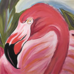 12-13-17 at the Visual Arts Center - Paint a pink flamingo with Kathleen Kelly